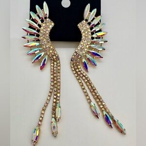 Iridescent Winged Drop Earrings